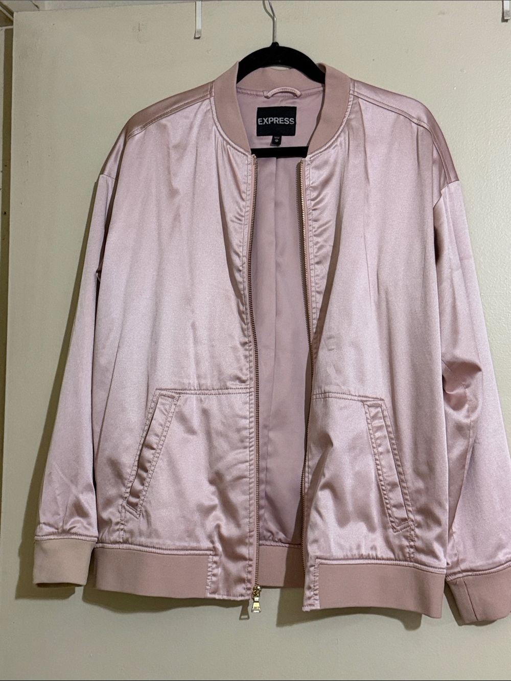 Express oversized satin zip up jacket